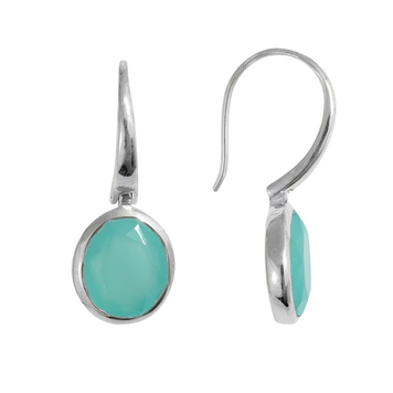 Sterling silver Tulum Earrings with Aqua Chalcedony drop