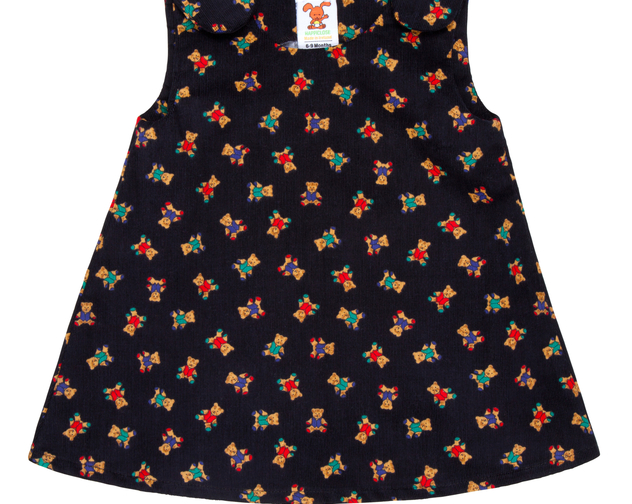 Happi Close Black Corduroy Teddy Print Pinafore High Res 4