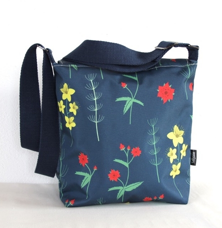 Amy Small Zip Top Handbag in Red Burren Fabric