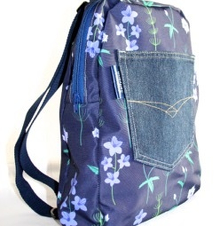 Marie Backpack in Blue Burren Fabric