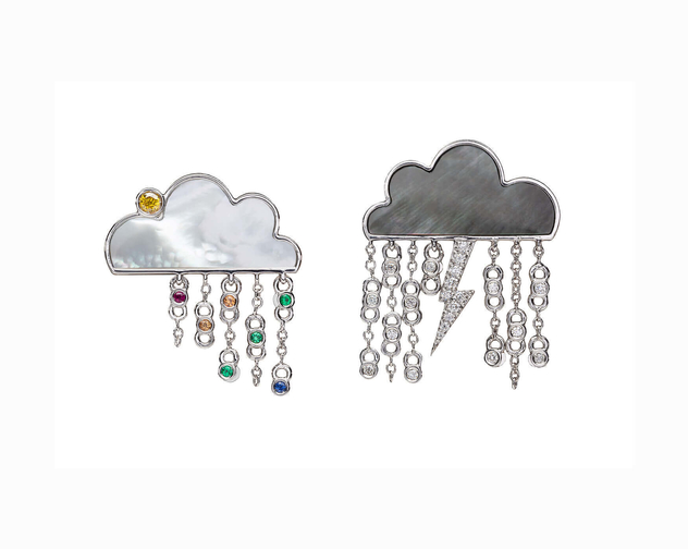 Armoura Designs Cloud Earrings diamond with Mother Of Pearl