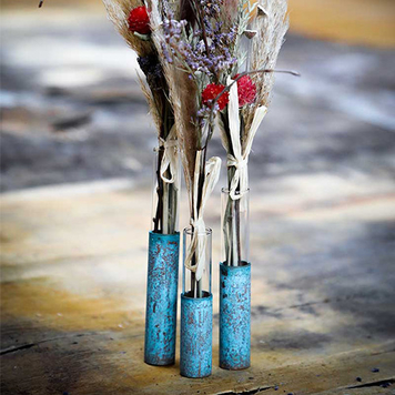 Copper Pipe Flower Bud Vase Set Of 3