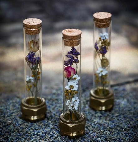 Brass Fitting Flower Bud Vase Set Of 3