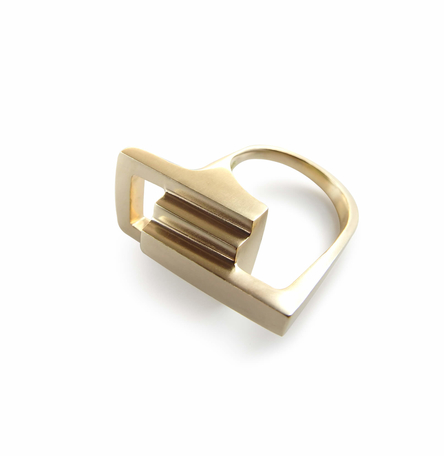 9K Gold Architectural Zipper Link Ring