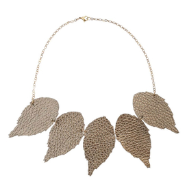 Duilleog Five Leather Leaf Necklace