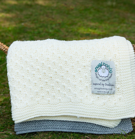 Honeycomb Knit Blanket italian merino with woven label.