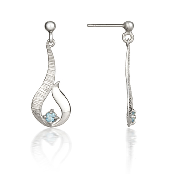 Ebb & Flow silver drop earrings with blue topaz