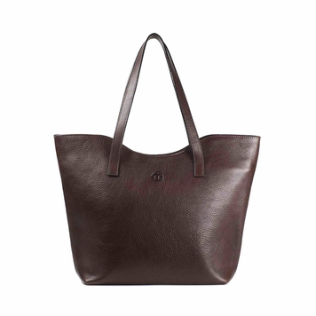 Caitlin Classic Large Tote in Dark Brown