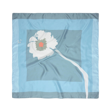 Painted Daisy in baby blue , grey , silver and coral