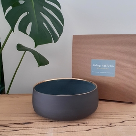 Slate Bowl with Gold Lustre Trim - Large