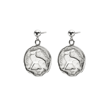 Sterling Silver Hare 3 Pence Coin Earrings