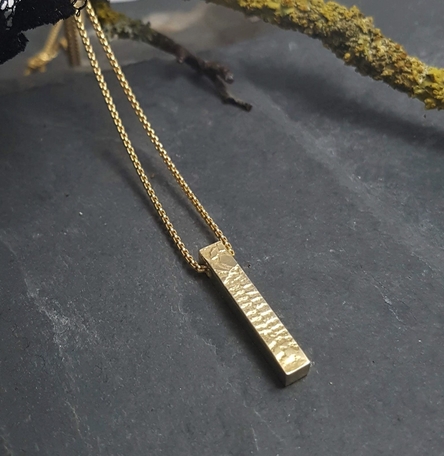 Metal & Lace Gold Bar Necklace
