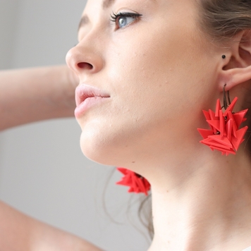 Red Medium Extremely Light Earrings