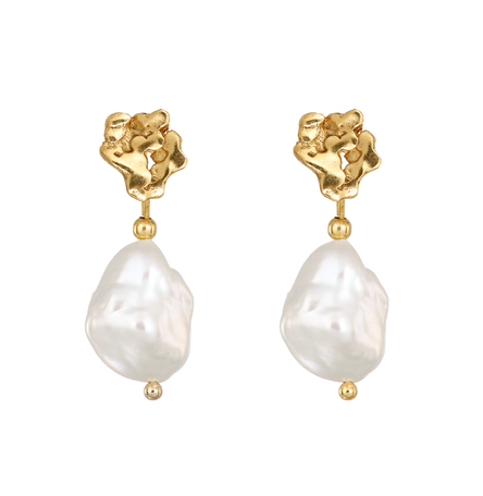 Gold Plated Giant's Causeway Pearl Drop Earrings