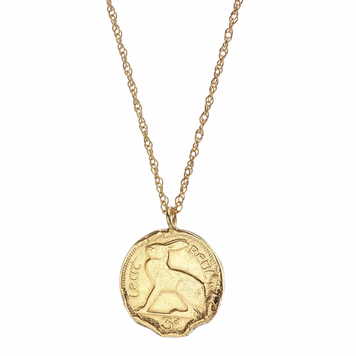Gold Plated Hare 3 Pence Coin Necklace