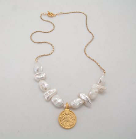 Baroque Pearl Medallion Necklace