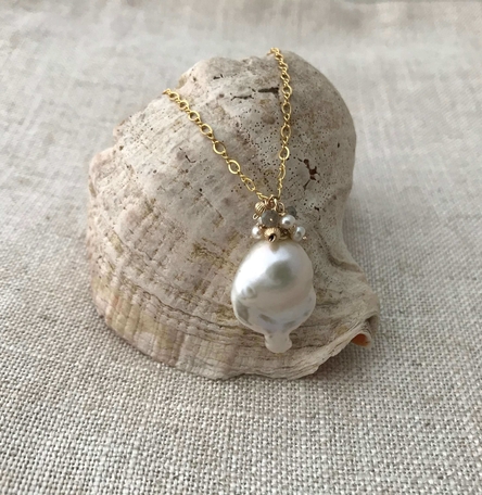 Baroque Pearl & Labradorite Pendant