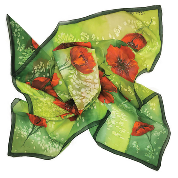 Poppies – Handpainted Silk Scarf