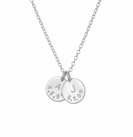 Silver Date and Initial Necklace