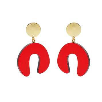 D Doodle Earrings in Red