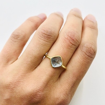 Aquamarine Sugarloaf Gold Ring